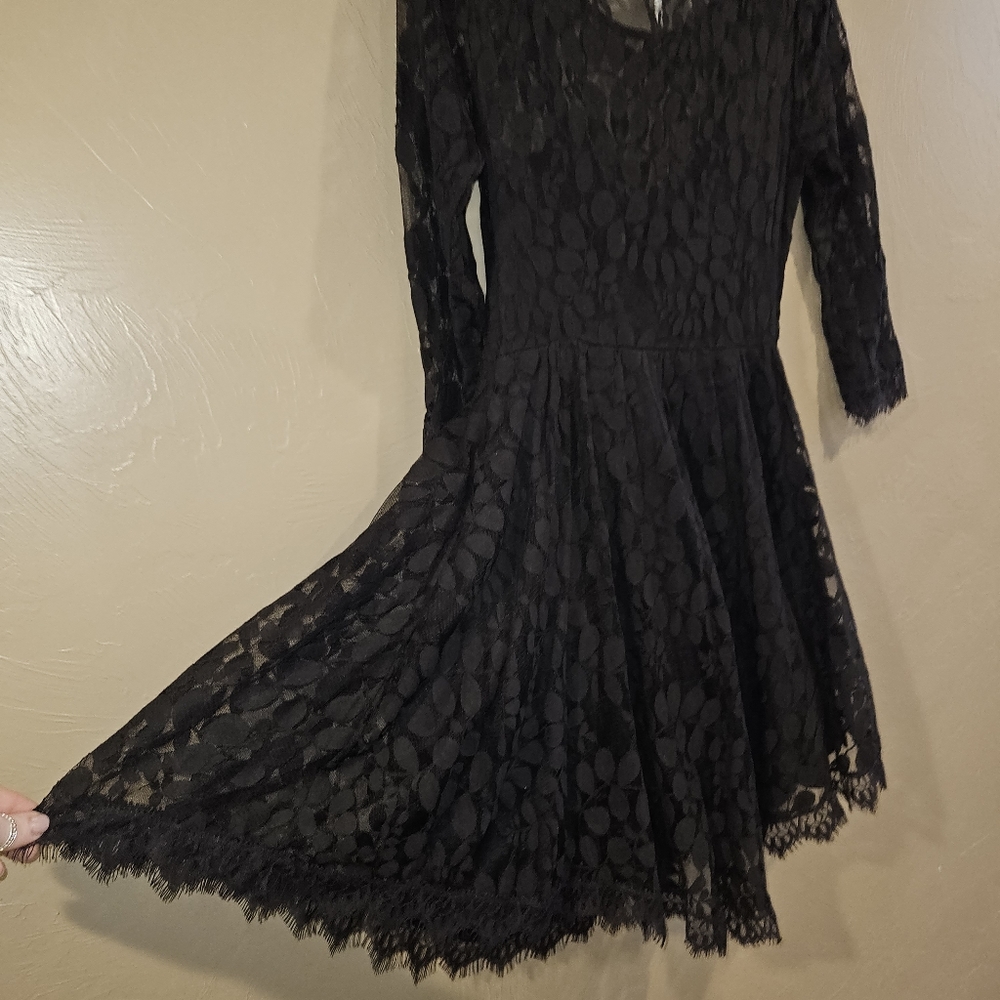 FREE PEOPLE Dress Black Lace Women's Size 4 Whimsigoth Fairy Goth Fairycore Y2k - Picture 13 of 15